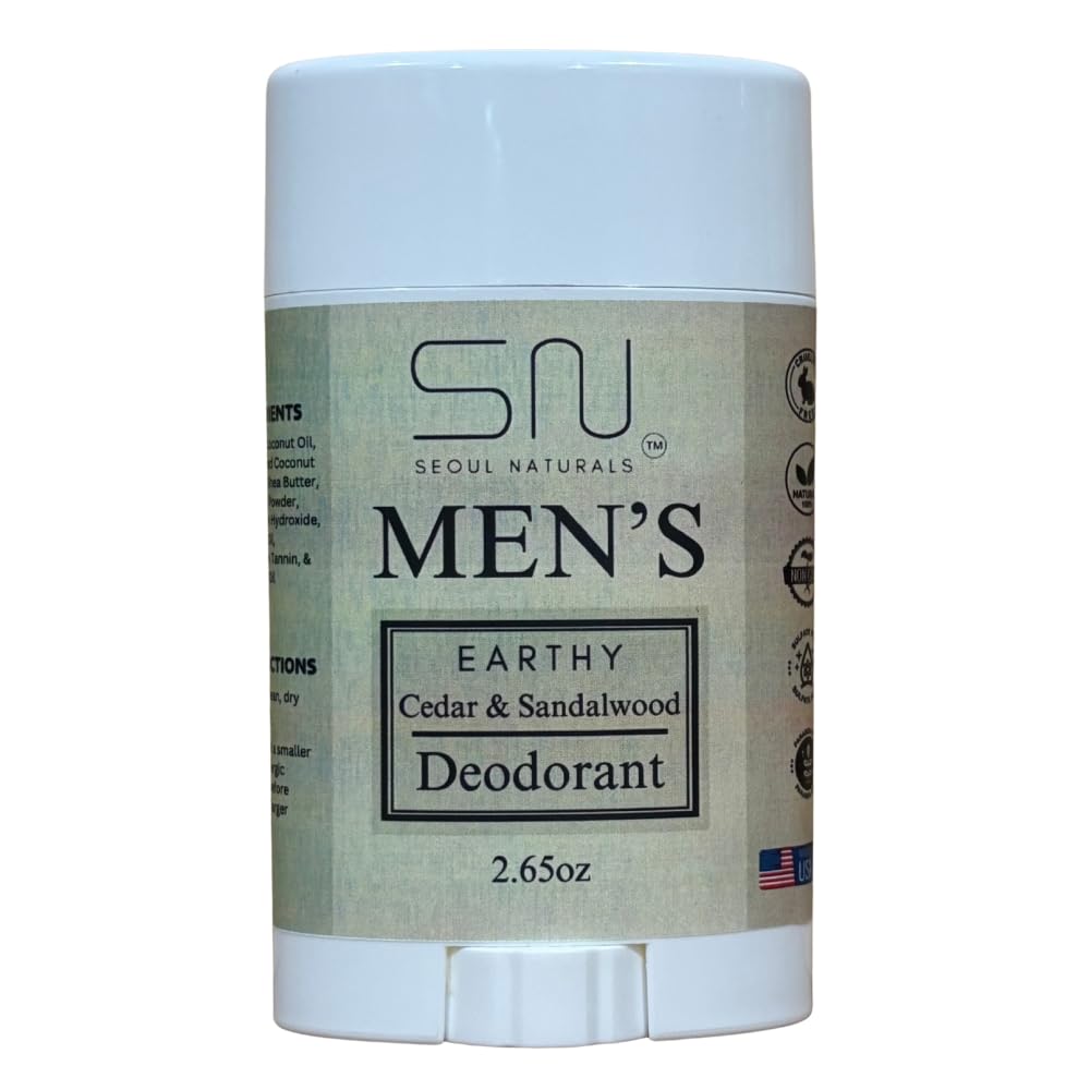 Seoul Naturals Men's Deodorant - Earthy Cedarwood & Sandalwood Scent | 2.65 oz K-Beauty Formula