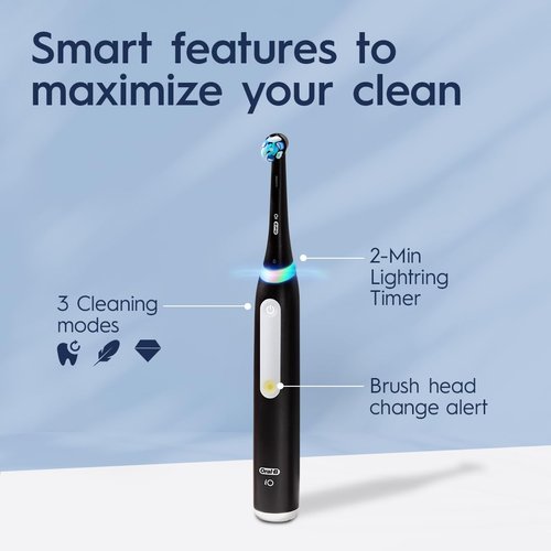 Oral-B iO3 Limited Rechargeable Electric Toothbrush - Deep Clean with 3 Modes & Visual Pressure Sensor | Azalea Pink, 2 Brush Heads & Travel Case