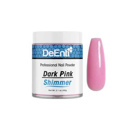 DeEnti Acrylic Nail Shimmer Powder - 2oz Dark Pink | Professional Grade, Chip-Resistant Nail Powder for Extensions & Carving