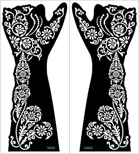 Xmasir 12 Large Sheets Henna Tattoo Stencil Kit for Hand Forearm Body Paint, Indian Arabian Temporary Tattoo Templates for Women Girls (S9)