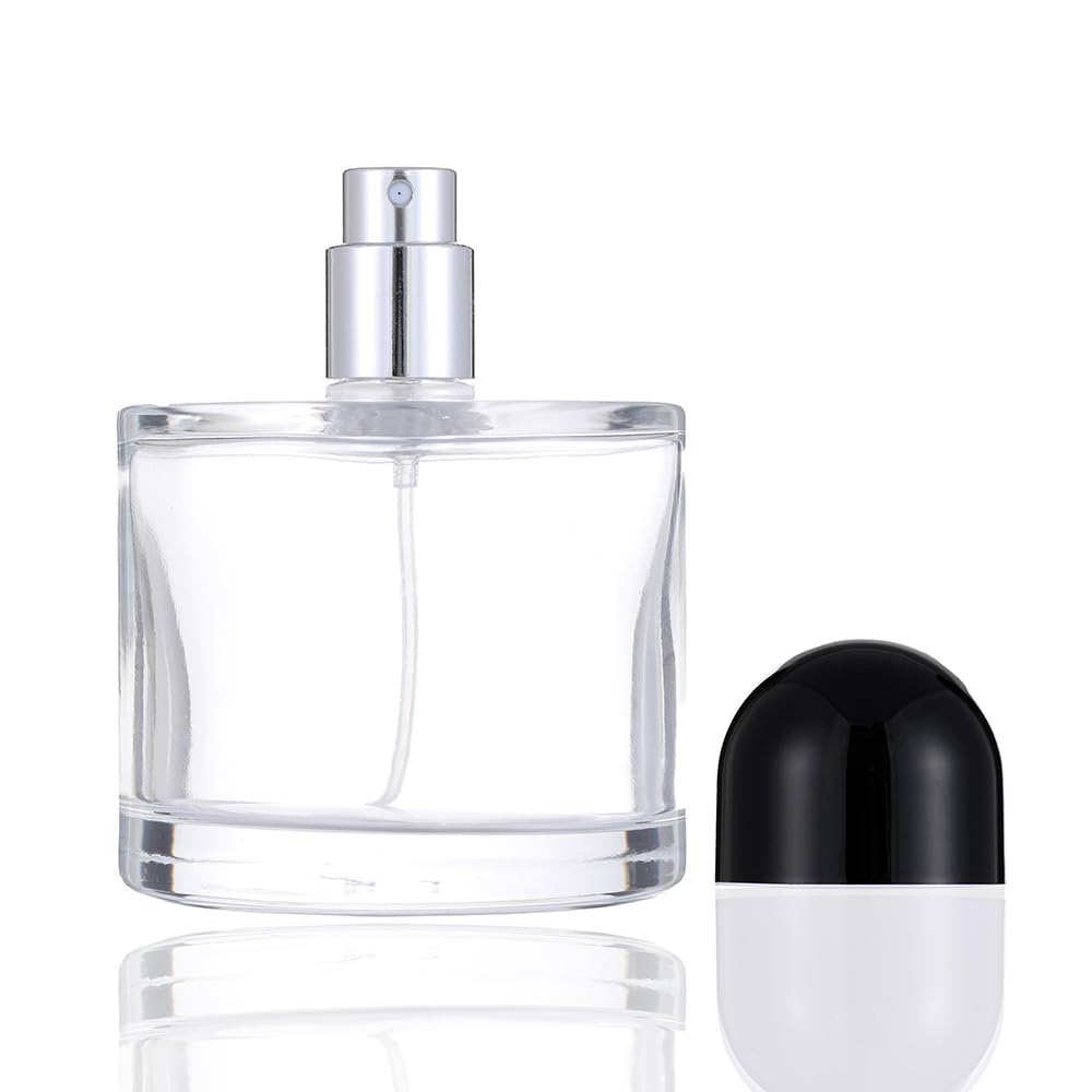 Enslz 50ML/1.7OZ Refillable Cosmetic Spray Bottle, Empty Glass Perfume Bottle with Spray Atomizer (Black, 50ml)