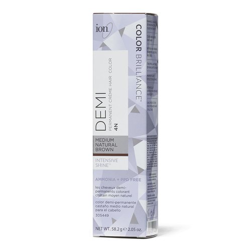 Ion Intensive Shine 4N Medium Natural Brown Hair Color - Demi Permanent Creme Formula