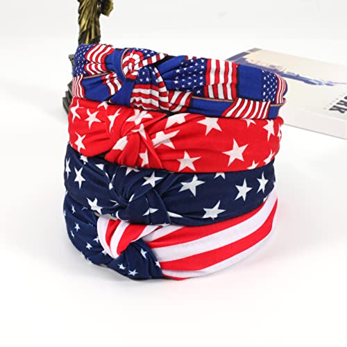 Ardorchid American Flag Headbands for Women Girls Gifts Fourth of July Wide Knottted Headband Independence Day Patriotic Headband Non Slip Rhinestone Hair Accessories Memorial Day Hair Hoop