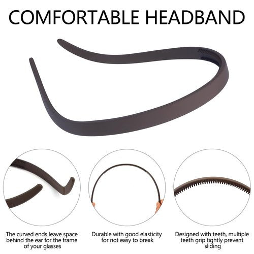 TOBATOBA Headbands for Glasses Wearers No Pressure No Headache Headbands Square Headband Sunglasses Headband for Women Comfortable Headbands for Girls, Womens Headbands Non Slip with Teeth 6Pcs