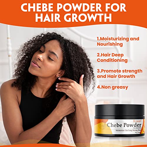 Brzeaf African Organic Chebe Powder Promotes Hair Growth - Super Moisturizing, Deter Hair Breakage & Deep Conditioning - 100% Natural ingredients