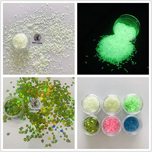 PrettyG 5 Boxes Set Luminous Star Nail Art Glitter Glow in The Dark 3D Sparky Star Shape Glitter Stickers for Resin DIY Making Art Craft Nail Nightclub Decoration Accessories Set4