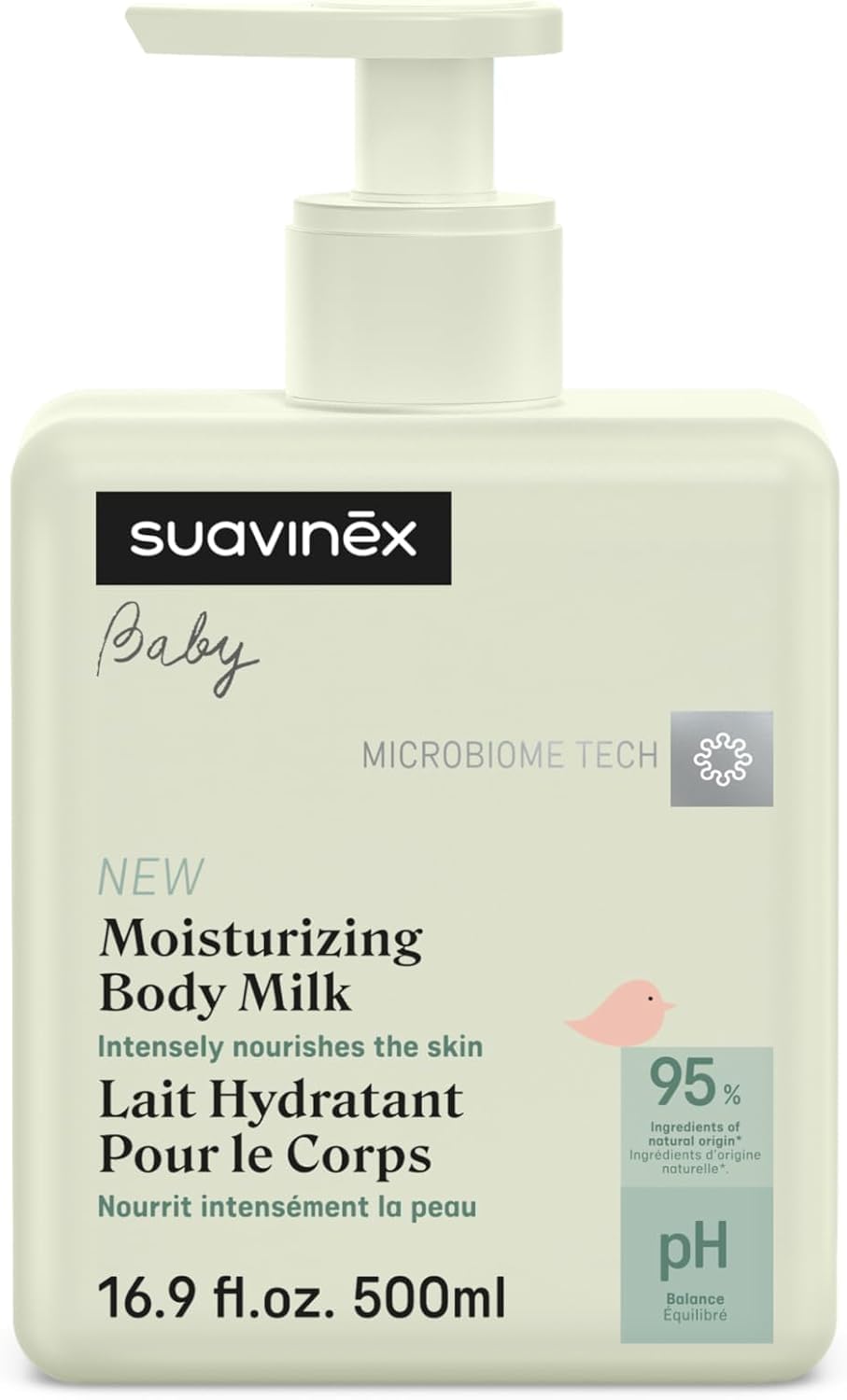 Suavinex Moisturizing Body Milk - Gentle Baby Lotion for Sensitive Skin | 95% Natural Ingredients, 16.9 fl oz