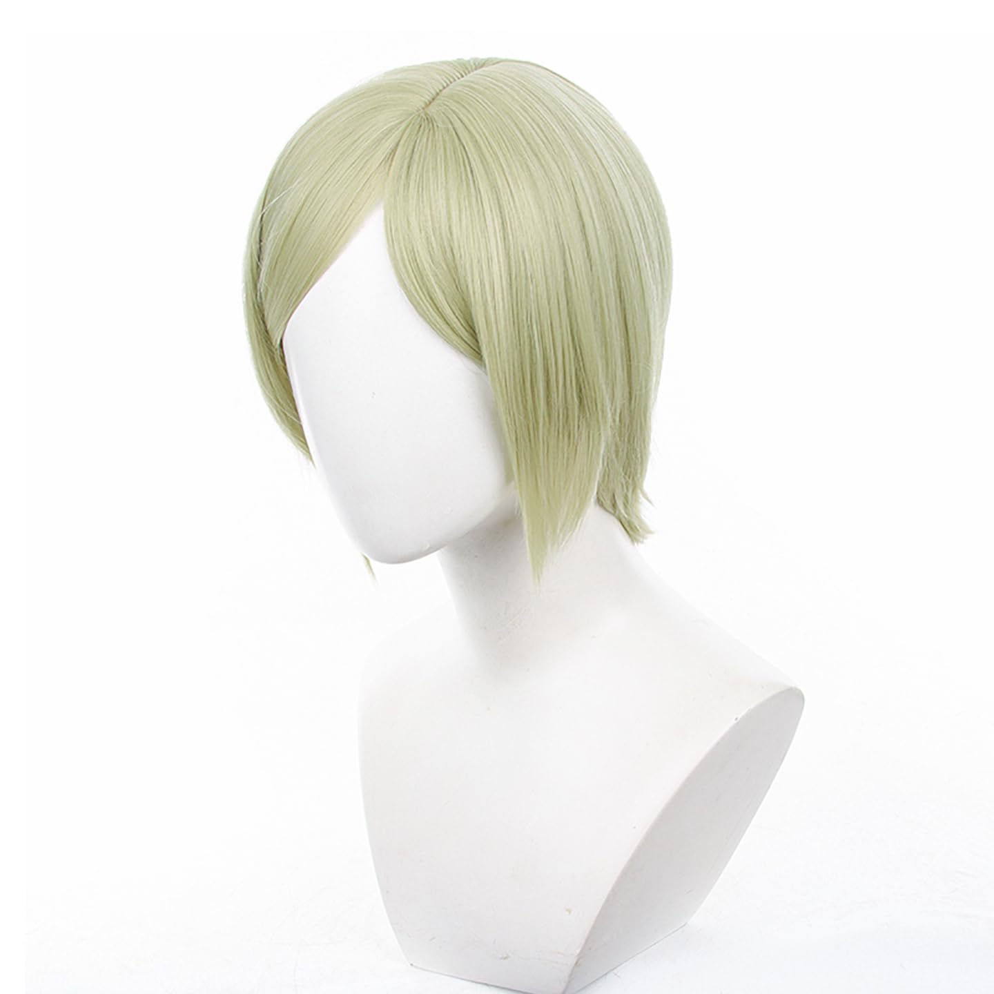 XiongXiongLe Nanami Kento Wig Cosplay Jujutsu Kaisen Men Costume Light Green Heat Synthetic Hair Replacement Wigs + Wig Cap For Boys Party Halloween Christmas(Nanami Kento)