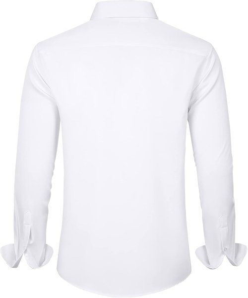 J.VER Men's Dress Shirt - Solid Long Sleeve, Stretch, Wrinkle-Free | Business Casual Button Down