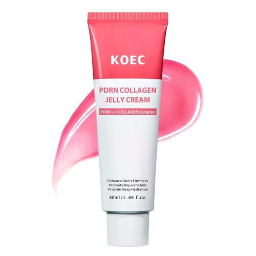 KOEC PDRN Collagen Jelly Cream - Deep Hydration & Skin Elasticity | Pink Peptide Face Moisturizer 1.69 Fl Oz