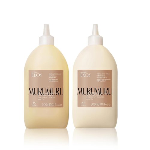 Natura Ekos Murumuru Shampoo & Conditioner Refill Duo - Anti-Damage Hair Care - Vegan & Cruelty-Free - 10.1 fl oz