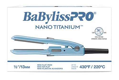 BaBylissPRO Nano Titanium Mini Flat Iron - 0.5" Travel Hair Straightener for All Hair Types