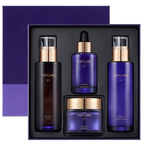 CHARMZONE TopClass Lifting 7th Skincare Set - Korean Anti-Aging 4-Piece Firming & Hydrating Set with Toner, Emulsion (4.05 fl oz) & Cream (1.69 fl oz)