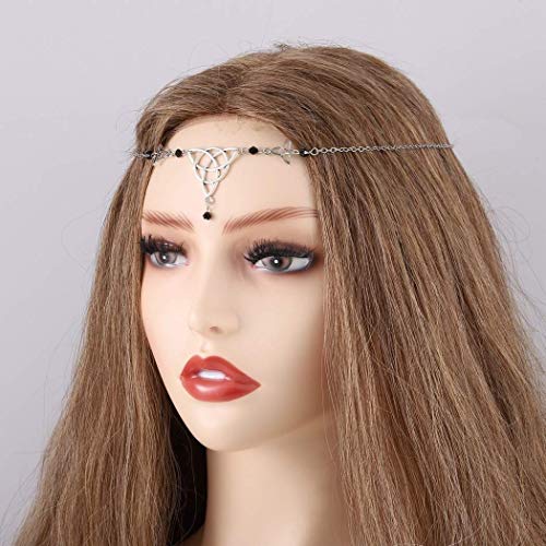 Ursumy Religion Retro Head Chain Wizard Magic Headpiece Crystal Hair Jewelry Festival Head Accessories for Women and Girls (Black)