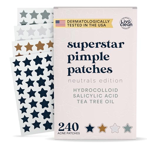 Livaclean Star Pimple Patches for Face w/ Hydrocolloid, Tea Tree oil & Salicylic Acid - Zit Stickers, Hydrocolloid Acne Patches for Face - Cute Pimple Patch, Acne Stickers