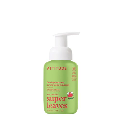 ATTITUDE Foaming Hand Soap for Kids - EWG Verified, Vegan & Plant-Based, Watermelon & Coco, 10 Fl Oz