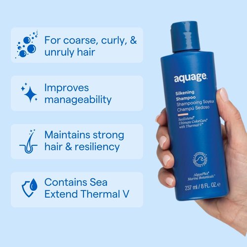 Aquage SeaExtend Silkening Shampoo - Nourishing Formula for Smooth, Shiny Hair | 10.1 oz