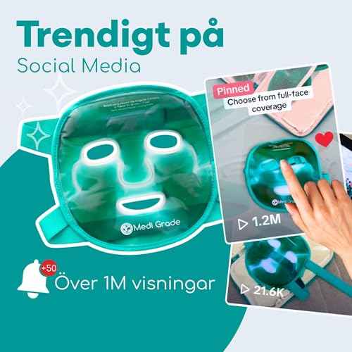 Medi Grade Cooling Gel Face Mask with 1 Lycra Fabric Mask and Storage Pouch - Soothing Gel Face Mask for Dark Circles and Puffiness - Cold Full Face Gel Mask Relaxation
