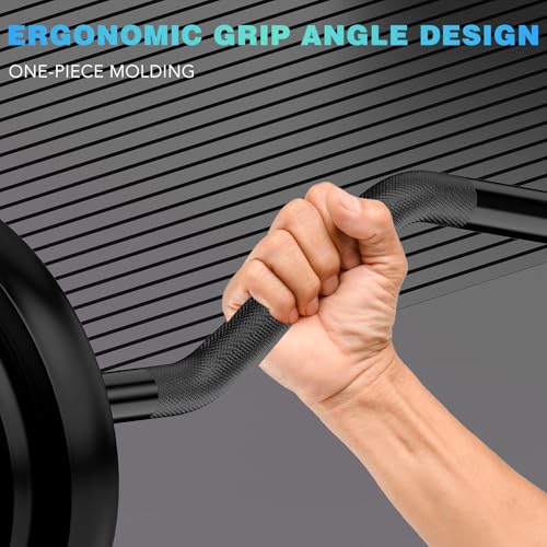 47" EZ Curl Bar Weight Lifting Bar, Standard Barbell Bar for Hip Thrusts/Squats/Lunges for Gym and Home, 1-inch Curling Bars for Weightlifting with 2 Star Collars (300lb Weight Capacity)