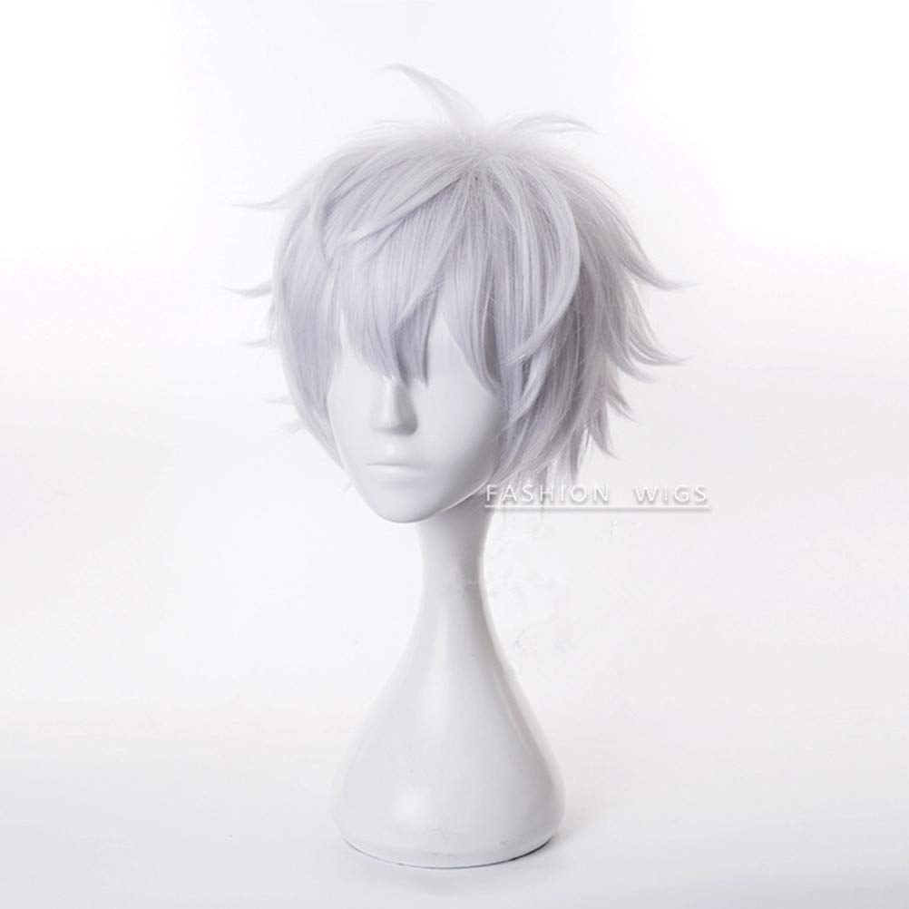 XiongXiongLe Anime Wig Cosplay Jujutsu Kaisen Gojo Satoru Silver White Costume Hair Replacement Wigs For Girl Boy Party Halloween Christmas(Gojo Satoru 1)