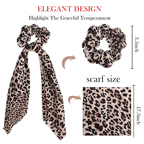 TOBATOBA 6 Pack Leopard Print Big Scrunchies for Hair Long Scrunchies Hair Scarf, Polka Dot Snake Skin, Solid Color Elastic Hair Bands Rope Scrunchy, Bun Hair Ties Bobbles Ponytail Holder for Women