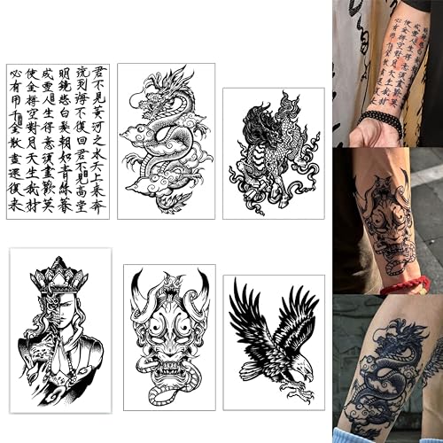 INKARTLINK Tattoo Tech, 4 Sheets Semi Permanent Tattoo, Adult Art Design Temporary Tattoos, Lasts 1-2 Weeks, Waterproof, Realistic Look, No Adhesive, No Reflection (Compass Design)