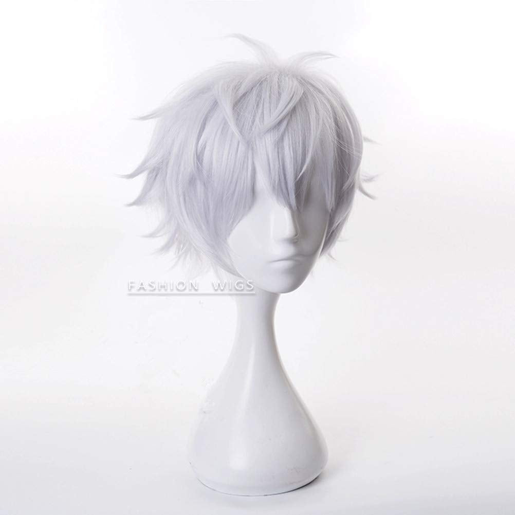 XiongXiongLe Anime Wig Cosplay Jujutsu Kaisen Gojo Satoru Silver White Costume Hair Replacement Wigs For Girl Boy Party Halloween Christmas(Gojo Satoru 1)