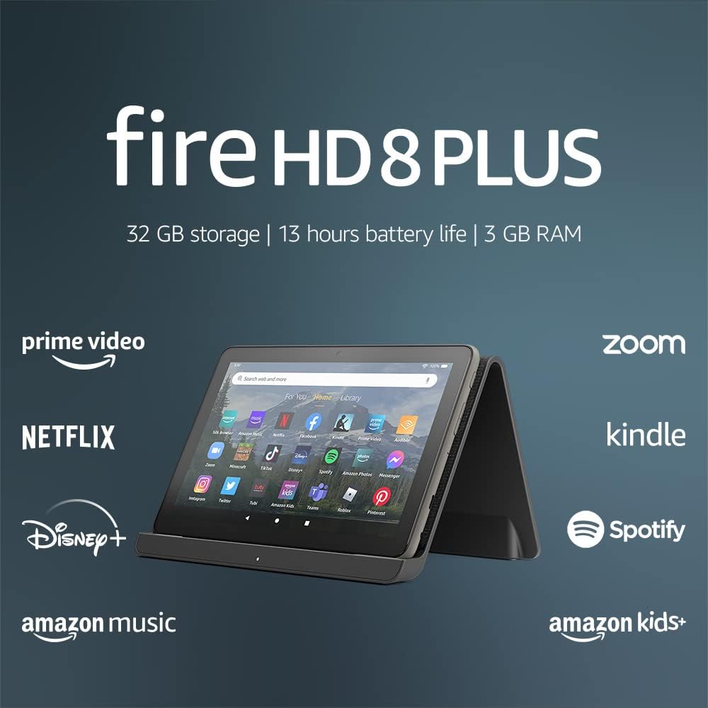 Fire HD 8 Plus Tablet - 8” HD Display, 32GB Storage, 30% Faster Processor, Gray (2022 Release)