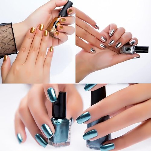 IMGDD Pink Metallic Nail Polish, Mirror Shiny Metal Long-Lasting Quick Dry Nail Lacquers (09, 6ml)