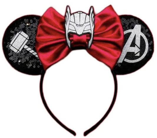 CLGIFT Super Hero Mickey Ears, Adult Mickey Ears, Women Mouse Ears, Minnie Ears, Super Hero Minnie Ears, Avengers Mickey Ears (Thor)