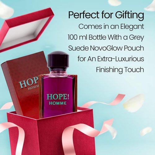 NovoGlow Hope Homme Eau De Parfum Spray for Men - 100ml Spicy Floral Fragrance, Long-Lasting Warm Scent