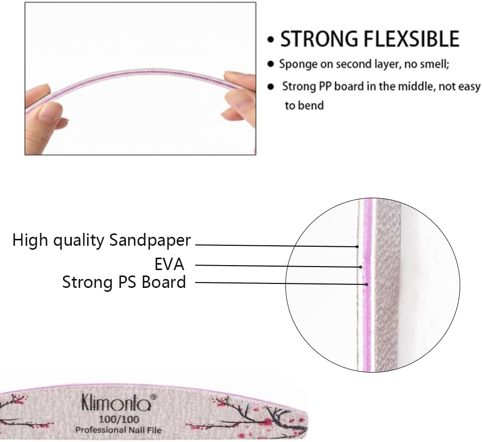 Skiennix 25PCS Floral Nail Files - Professional Double-Sided Emery Boards for Natural & Acrylic Nails | Various Grits 80-240