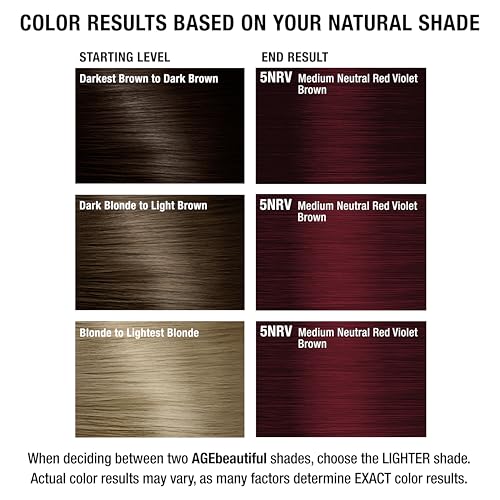 AGE beautiful Permanent Hair Color Dye Liqui Creme | 100% Gray Coverage | Anti-Aging Haircolor | Biotin for Thicker, Fuller Hair | Professional Salon Coloring | 4NRV Dark Neutral Red Violet Brown