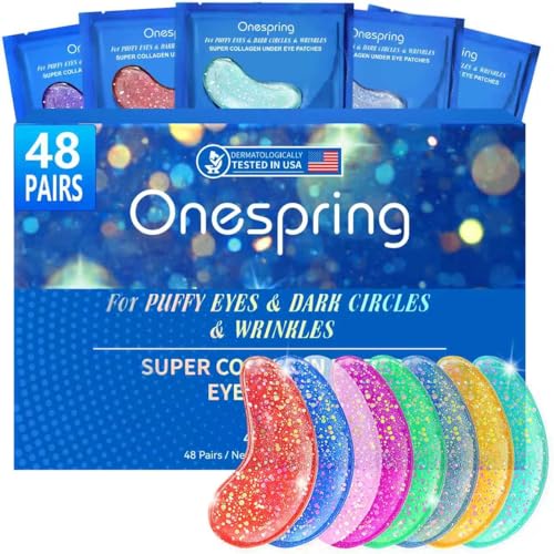 Onespring Eye Masks (48 Pairs) - Face Masks Skincare, Undereye Patches for Puffy Eyes, Dark Circles, Wrinkles, Collagen Eye Gels for Bridesmaid - Gifts for Women, Bachelorette Party Favors