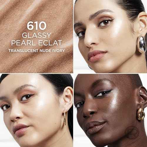 L'Oreal Paris True Match Lumi Le Glass Highlighter Stick, Reflective, Translucent, Glassy Highlighter for Face and Body, 610 Glassy Pearl Eclat, 0.17 Oz