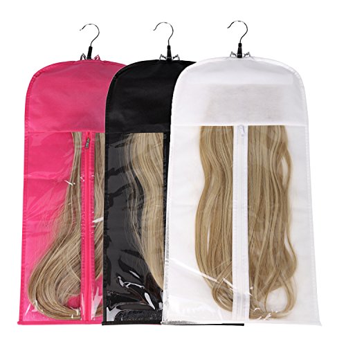 Hair Extensions Storage Bag With Wooden Hanger Carrier Case With Strong Durable Zipper