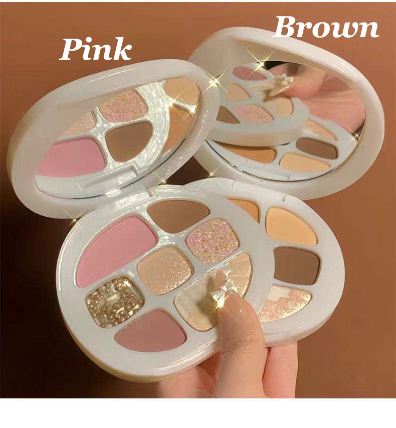 Vansonly 8 Colors Eyeshadow Palette, Multi Finishes Shimmer Reflective Matte Glitter Pressed Pearls, Velvety Texture High Pigmented Waterproof Long Lasting Makeup (Brown)