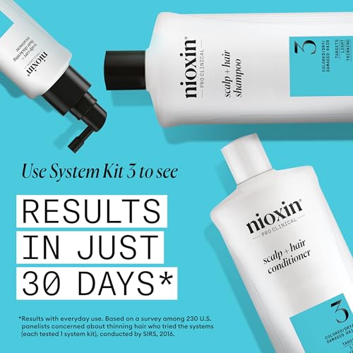 Nioxin System 3 Scalp + Hair Thickening Conditioner | For Colored, Dry, & Damaged Hair with Light Thinning | Maintain Vibrant Color | Strengthen & Nourish with Niacinamide & Biotin | 16.9 Fl Oz