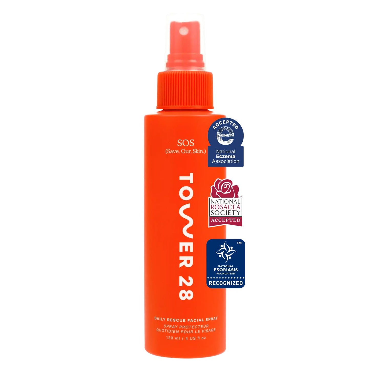 Tower 28 SOS Daily Rescue Facial Spray - Soothing Hypochlorous Acid Toner for Redness Relief | 4 oz