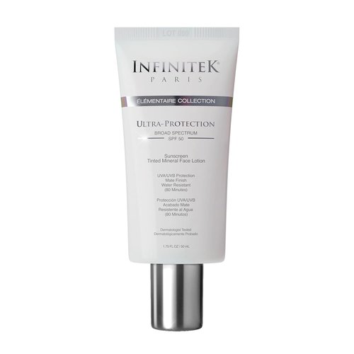 Infinitek Paris Tinted Mineral Face Sunscreen SPF 50 - UVA/UVB & Blue Light Protection | Matte Finish, Water Resistant | 1.75 fl oz / 50 ml