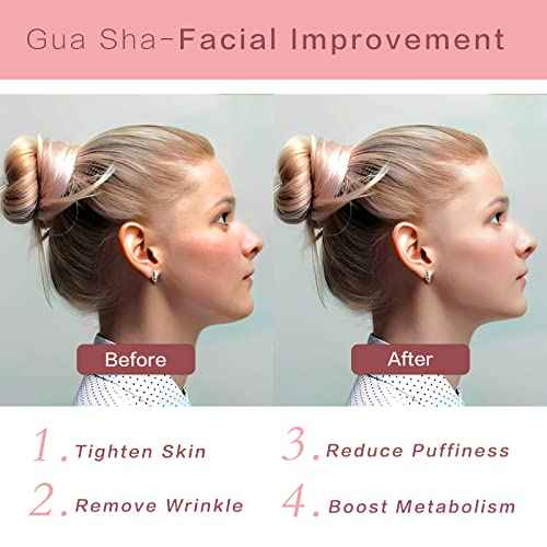 Gua Sha Facial Tools, Rose Quartz Guasha Tool for Face & Eye, Puffiness Reducing & Jawline Sculpting Face Stone Gua Sha Tools for Skin Care Woman GuaSha Stone Tool, Pink