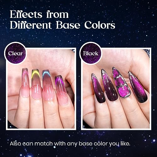 MIZHSE 8 Colors 9D Cat Eye Gel Nail Polish, Upgraded Magnetic Gel Polish Kit with Magnet Stick, Galaxy Chameleon Effect Silky Cat Eye Nail Gel Soak Off Nail Art Salon Manicure Home Ladies Gift