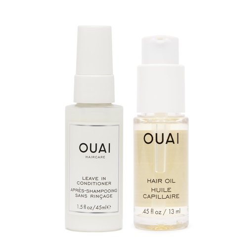 OUAI Travel-Size Hair Care Bundle - Leave-In Conditioner & Hair Oil for Frizz Control | 2 Count (1.5 Oz/0.45 Oz)
