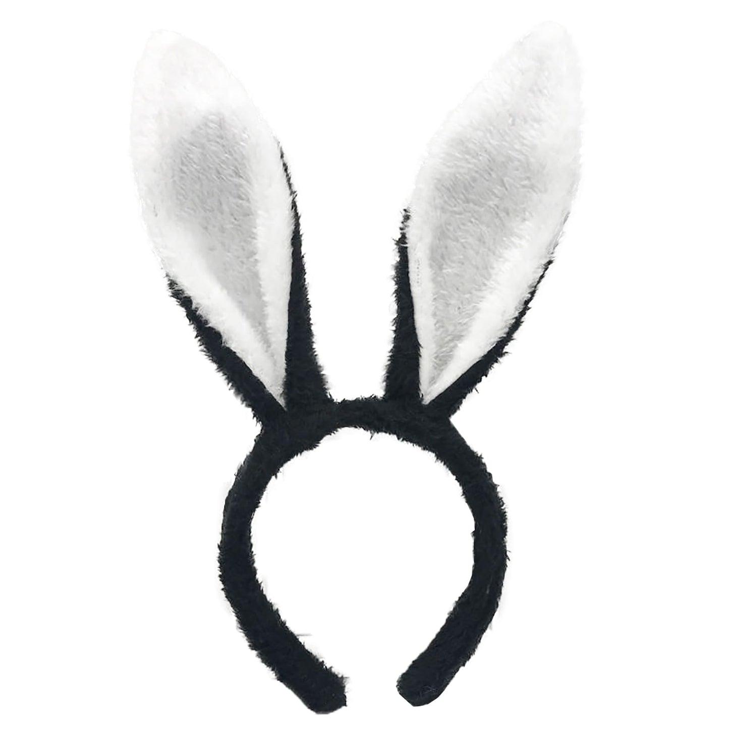 FunSpt Easter Bunny Rabbit Ears Plush Headband Halloween Costume for Aldult Black