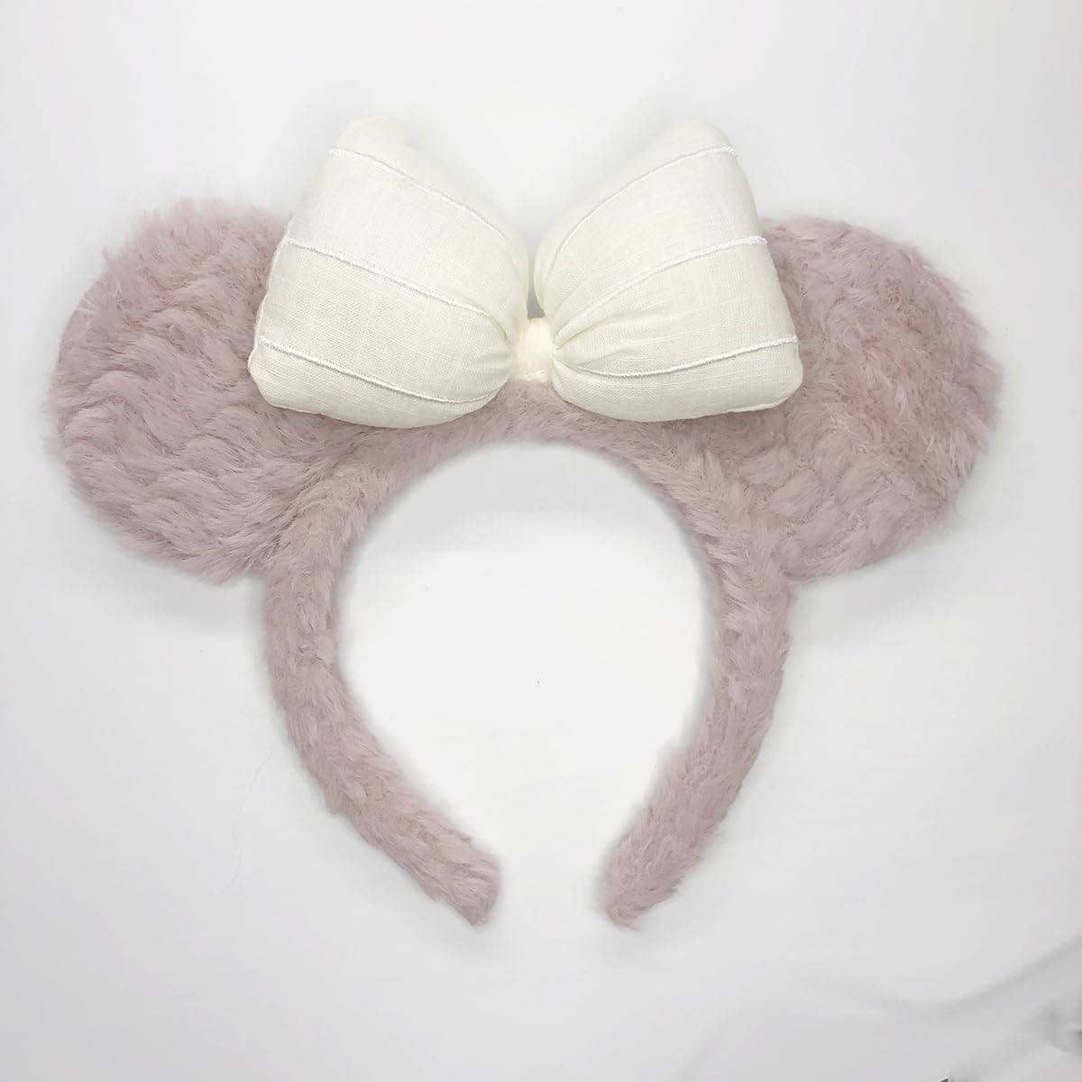 LINAYOHA Bowknot Bow Headband Light Rose Pink Soft Fuzzy Hair Band with Big Bow Puffy Non-Slip Head Headwear Hair Accessories for Prom Halloween Costume Christmas Cosplay Gift