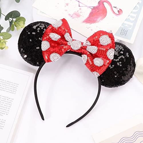 DRESHOW Mouse Ears Bow Headbands Glitter Party Decoration Cosplay Costume for Girls & Women