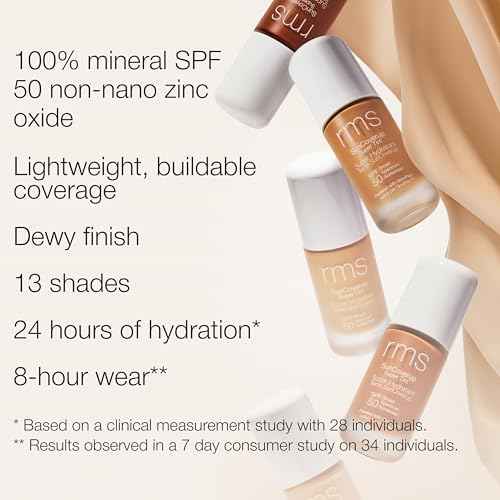 RMS Beauty SunCoverup SPF 50 ? Broad Spectrum Mineral Sunscreen Foundation, Reef-Safe Zinc Oxide, Tinted Lightweight Sun Protection, Water-Resistant, 1 fl oz