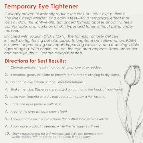 30S Instant Eye Lift Cream | Temporary Eye Tightener | Smooths Wrinkles, Puffy Eyes & Eye Bags | Dual-Action Firming | PDRN Formula for Long-Term Repair, Korean Skincare, 0.71 Fl Oz