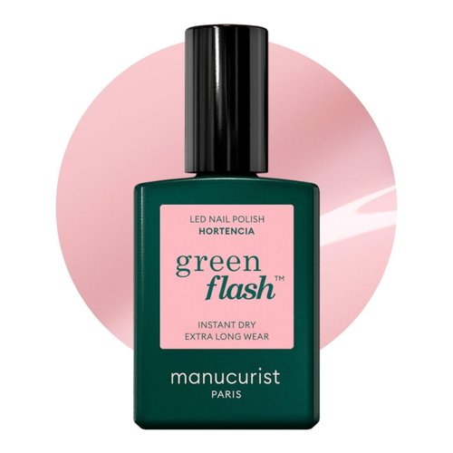Manucurist Green Flash Gel Nail Polish - Sheer Pale Pink Hortencia | Vegan, 12-Free, Plant-Based - 0.5 fl oz