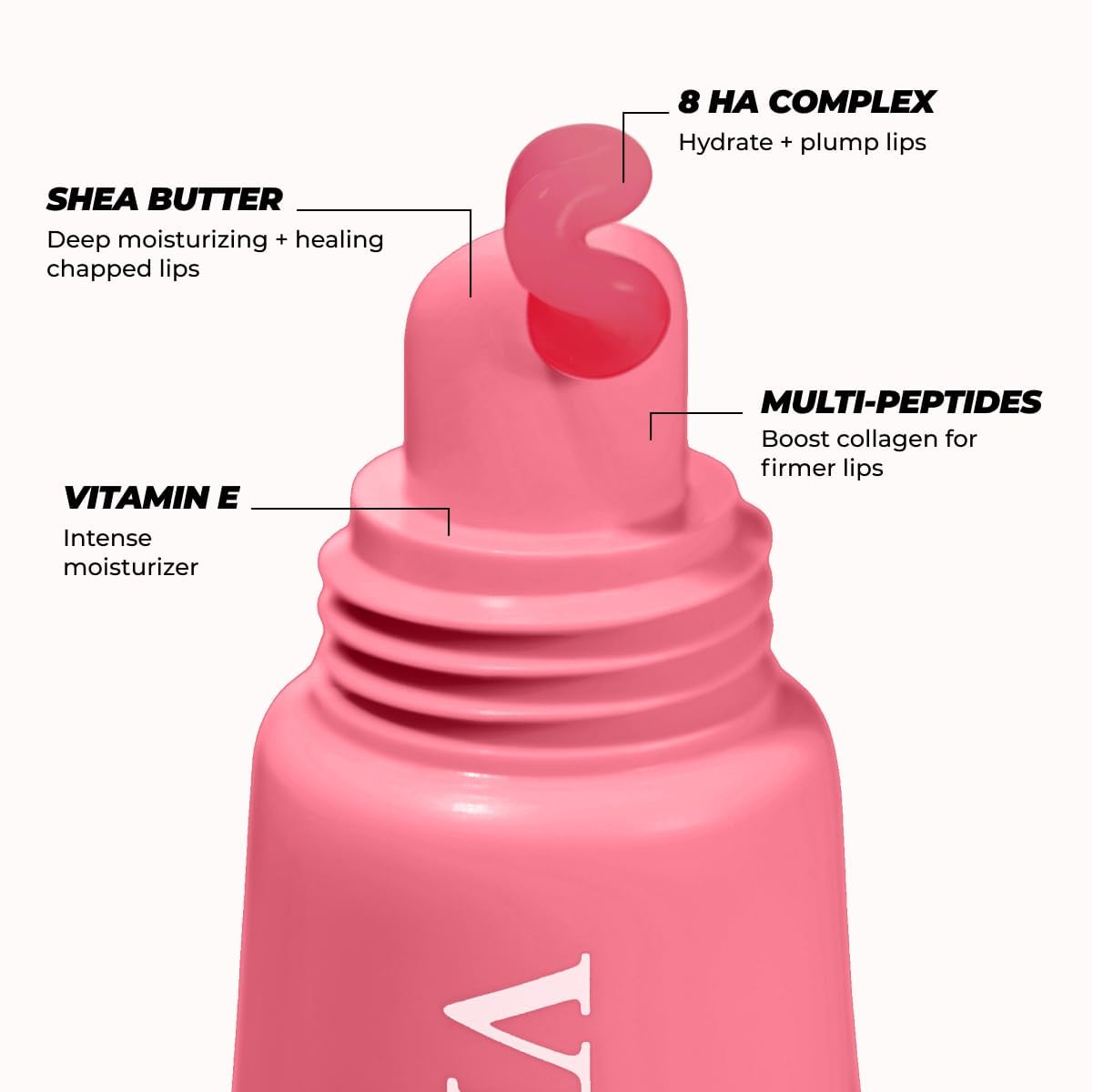 Vitamasques Lip Butter Balm - Hydrating Strawberry Lip Treatment with Peptides - 0.33 fl. oz.
